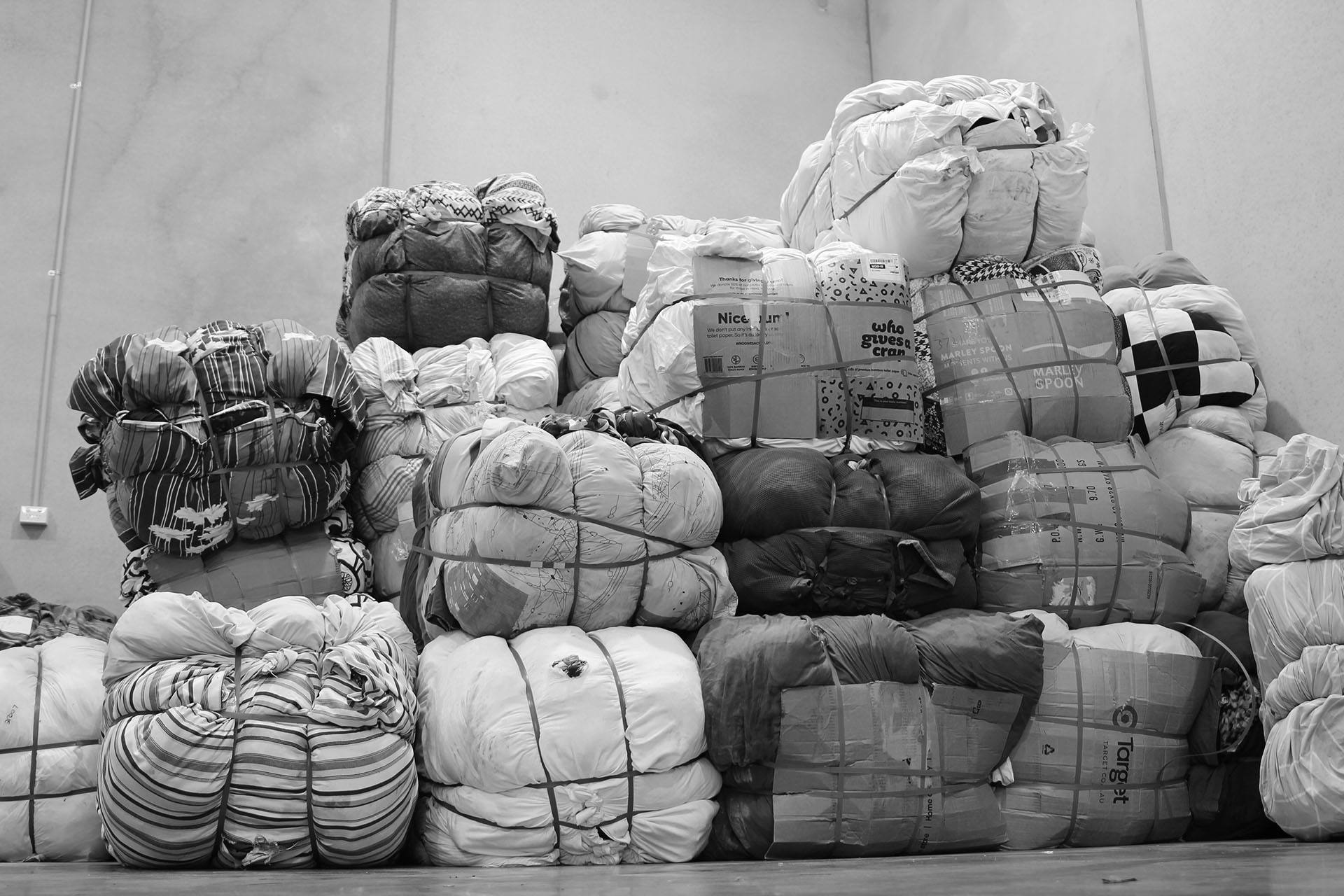 textiles in warehouse